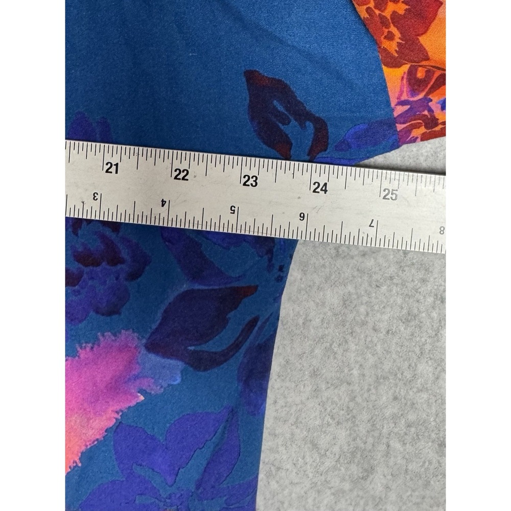 Soft Surroundings Blouse PL Blue Ultraviolet Floral Anniah Top Boho Artsy 3/4 - Picture 9 of 11